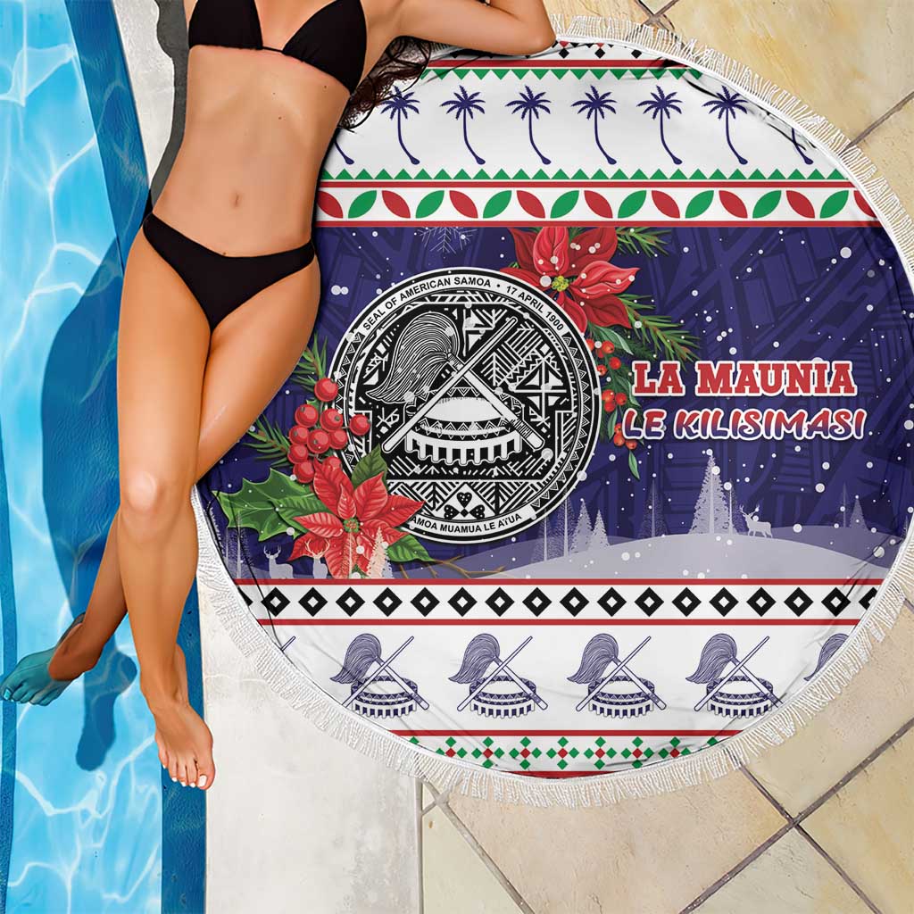 American Samoa Christmas Beach Blanket Poinsettia La Maunia Le Kilisimasi LT05 - Polynesian Pride