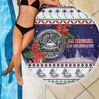 American Samoa Christmas Beach Blanket Poinsettia La Maunia Le Kilisimasi LT05 - Polynesian Pride
