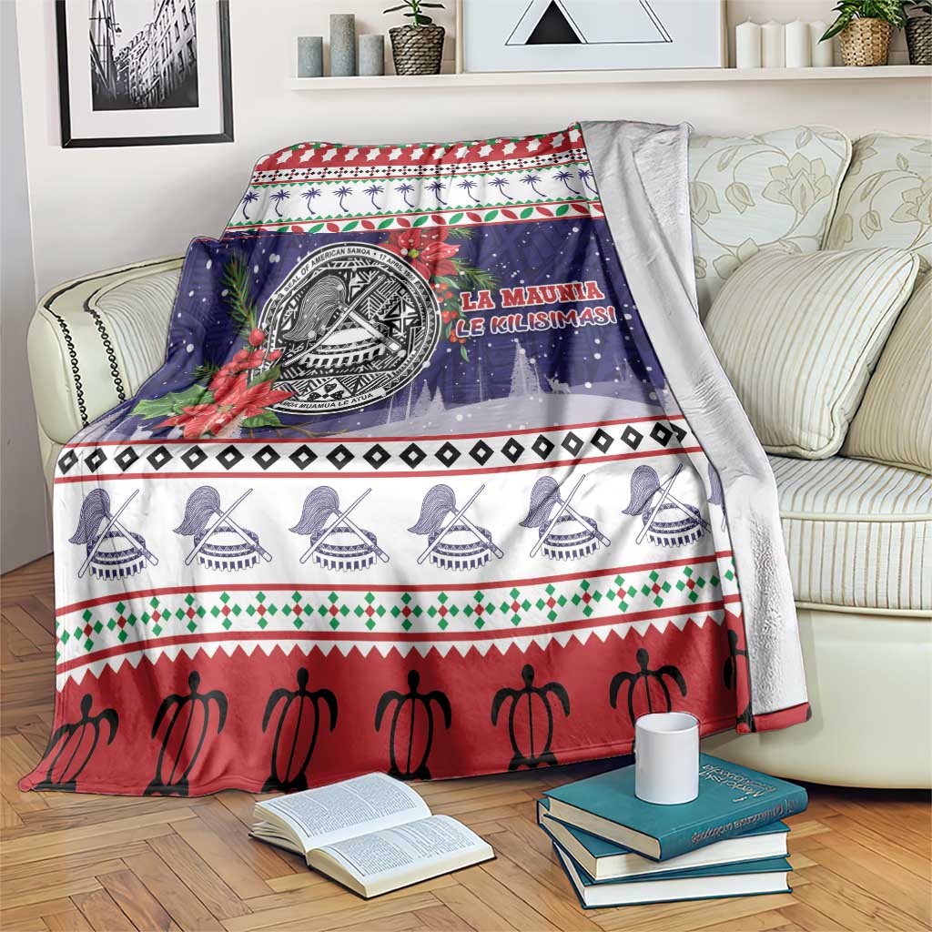 American Samoa Christmas Blanket Poinsettia La Maunia Le Kilisimasi LT05 White - Polynesian Pride