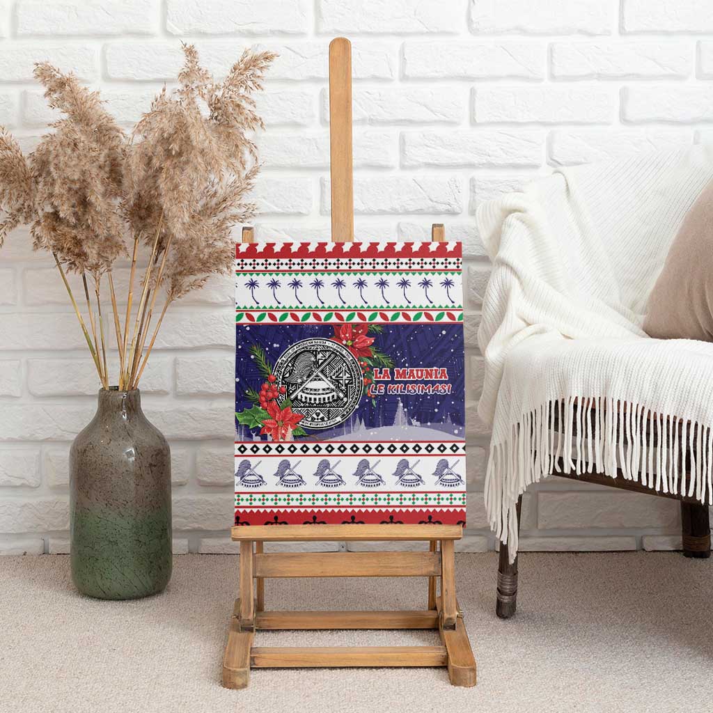 American Samoa Christmas Canvas Wall Art Poinsettia La Maunia Le Kilisimasi