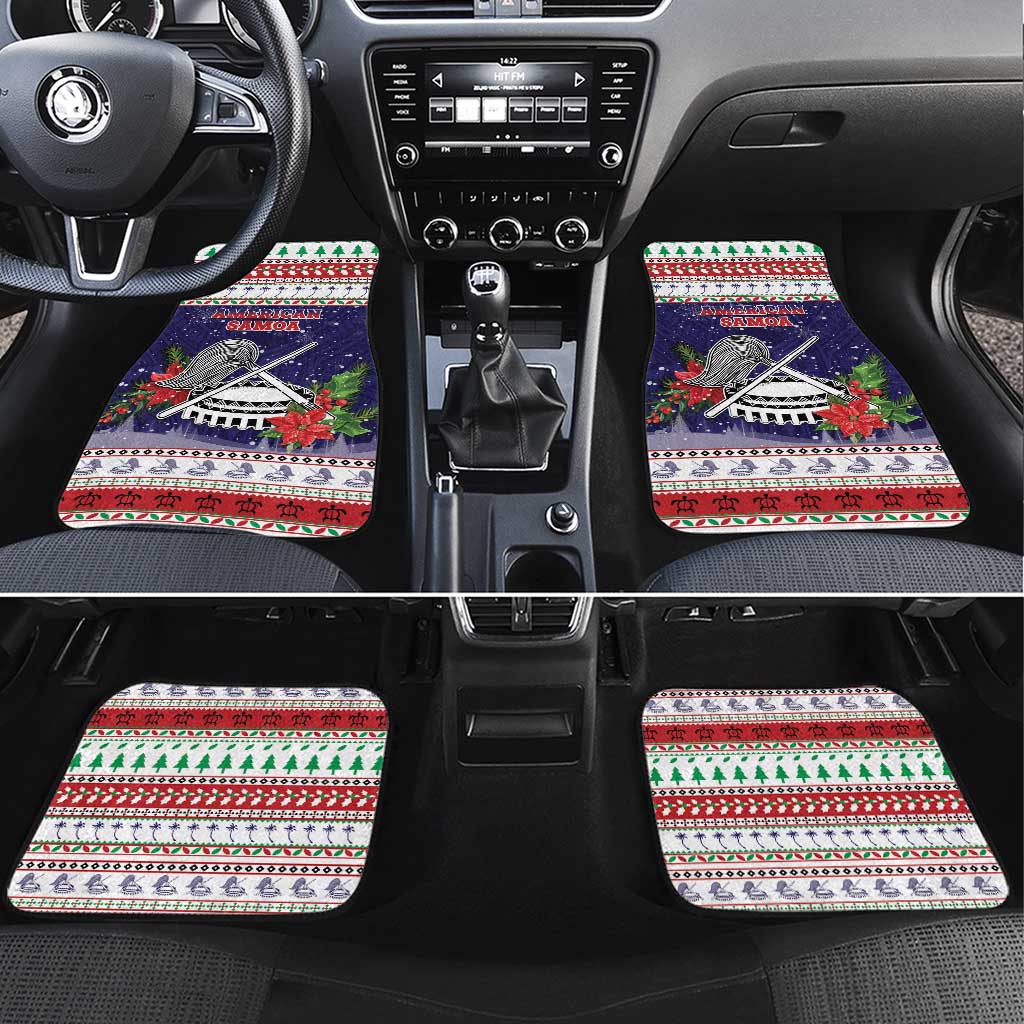 American Samoa Christmas Car Mats Poinsettia La Maunia Le Kilisimasi LT05 Set 4pcs White - Polynesian Pride