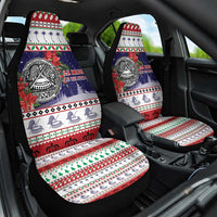 American Samoa Christmas Car Seat Cover Poinsettia La Maunia Le Kilisimasi LT05 One Size White - Polynesian Pride