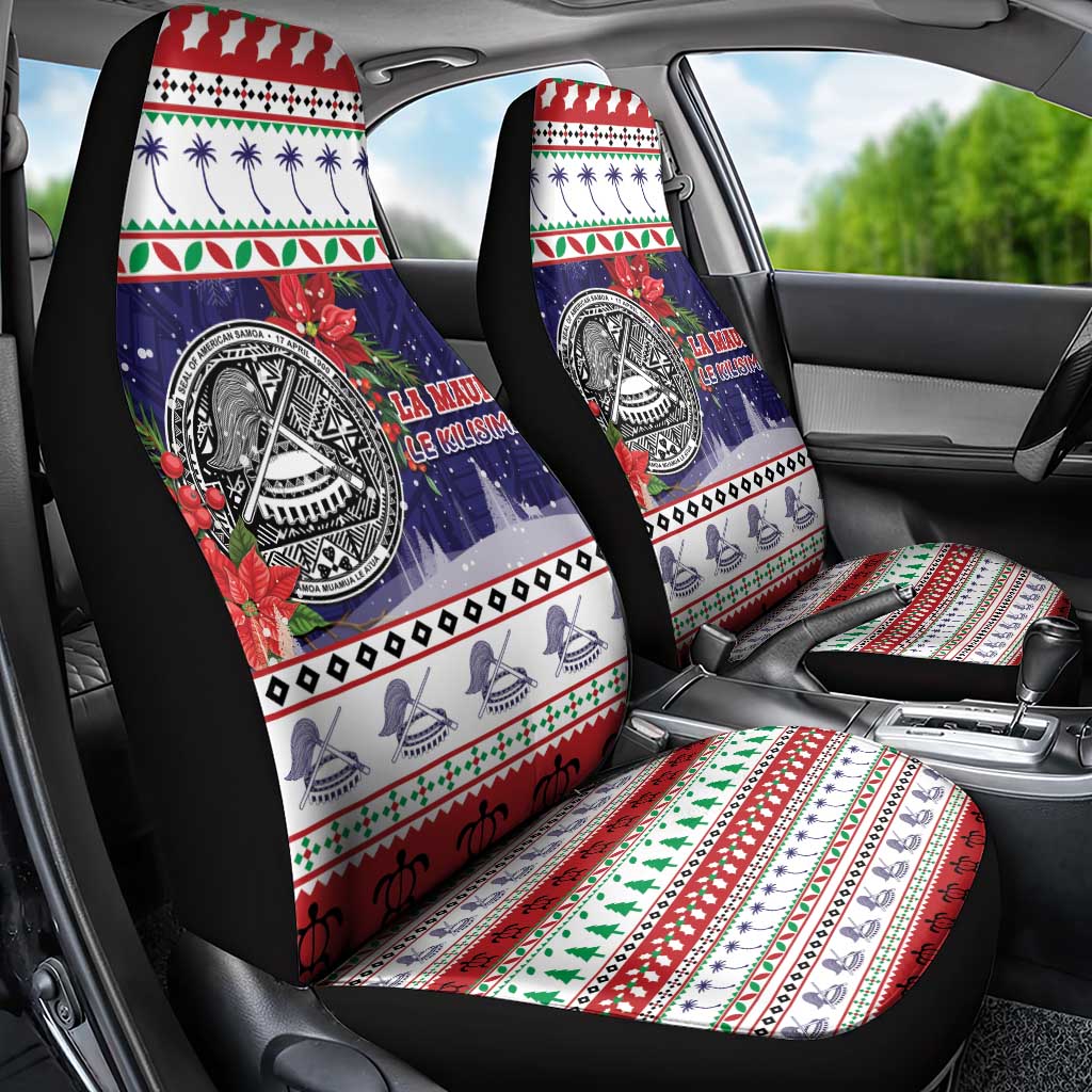 American Samoa Christmas Car Seat Cover Poinsettia La Maunia Le Kilisimasi LT05 - Polynesian Pride