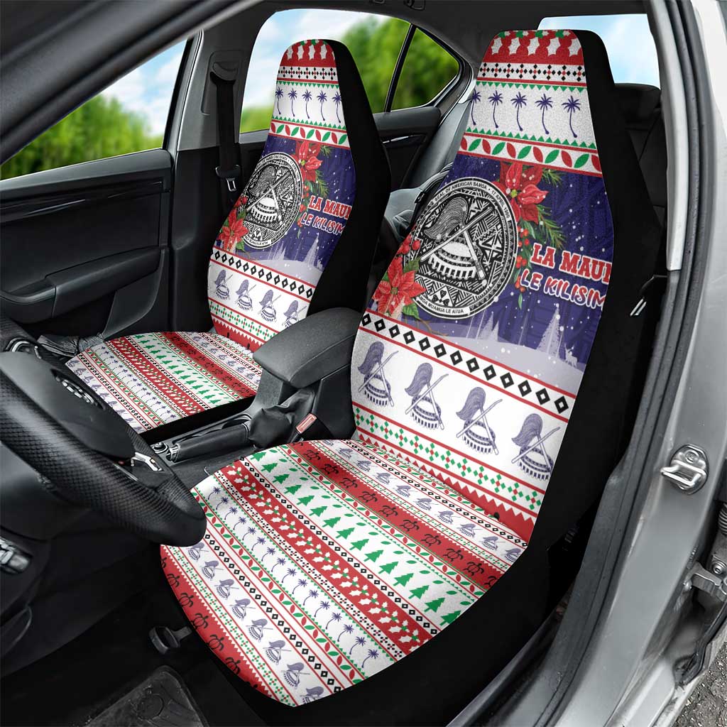 American Samoa Christmas Car Seat Cover Poinsettia La Maunia Le Kilisimasi LT05 - Polynesian Pride