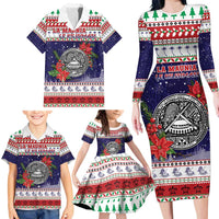 American Samoa Christmas Family Matching Long Sleeve Bodycon Dress and Hawaiian Shirt Poinsettia La Maunia Le Kilisimasi LT05 - Polynesian Pride