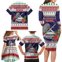 American Samoa Christmas Family Matching Long Sleeve Bodycon Dress and Hawaiian Shirt Poinsettia La Maunia Le Kilisimasi LT05 - Polynesian Pride