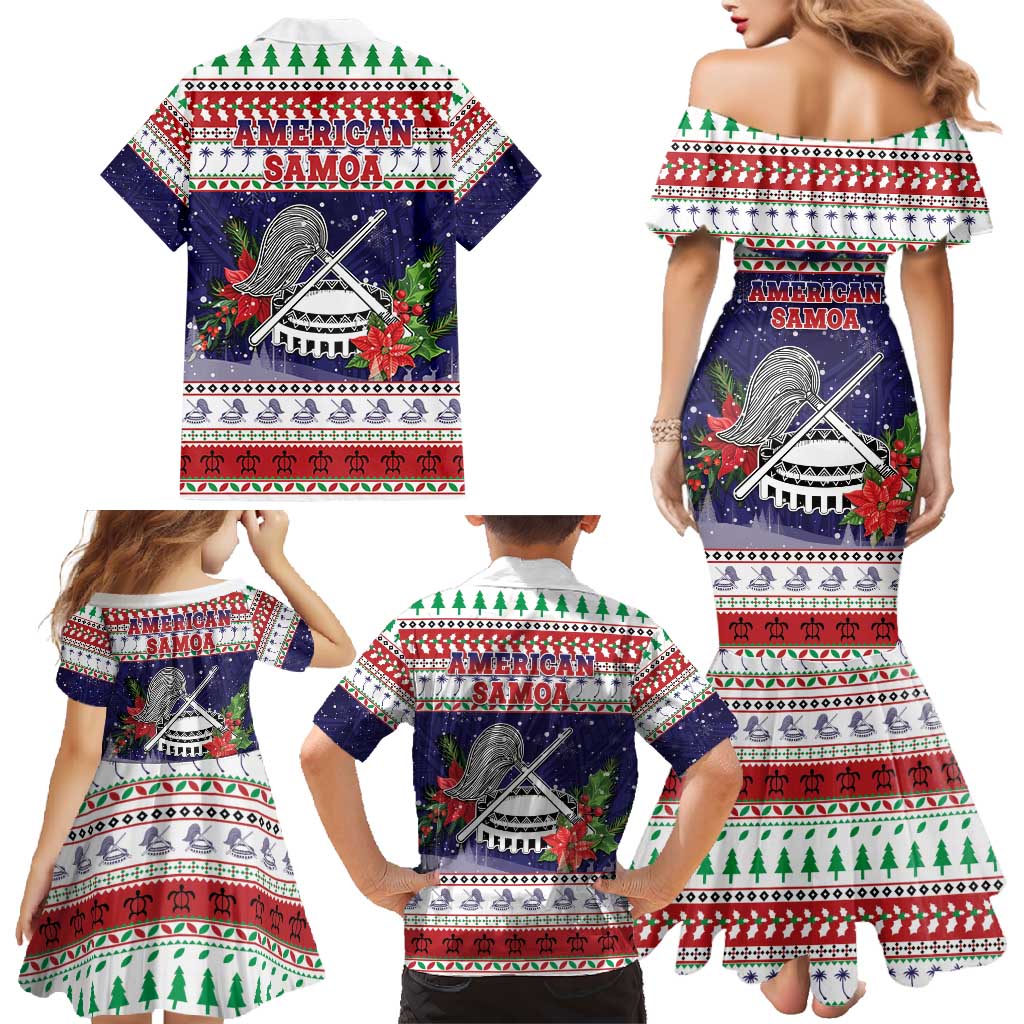 American Samoa Christmas Family Matching Mermaid Dress and Hawaiian Shirt Poinsettia La Maunia Le Kilisimasi LT05 - Polynesian Pride