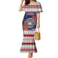 American Samoa Christmas Family Matching Mermaid Dress and Hawaiian Shirt Poinsettia La Maunia Le Kilisimasi LT05 Mom's Dress White - Polynesian Pride