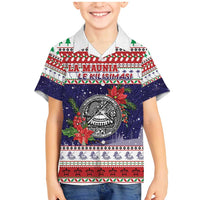 American Samoa Christmas Family Matching Mermaid Dress and Hawaiian Shirt Poinsettia La Maunia Le Kilisimasi LT05 Son's Shirt White - Polynesian Pride