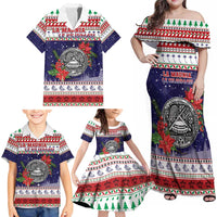 American Samoa Christmas Family Matching Off Shoulder Maxi Dress and Hawaiian Shirt Poinsettia La Maunia Le Kilisimasi LT05 - Polynesian Pride