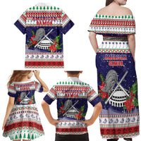 American Samoa Christmas Family Matching Off Shoulder Maxi Dress and Hawaiian Shirt Poinsettia La Maunia Le Kilisimasi LT05 - Polynesian Pride