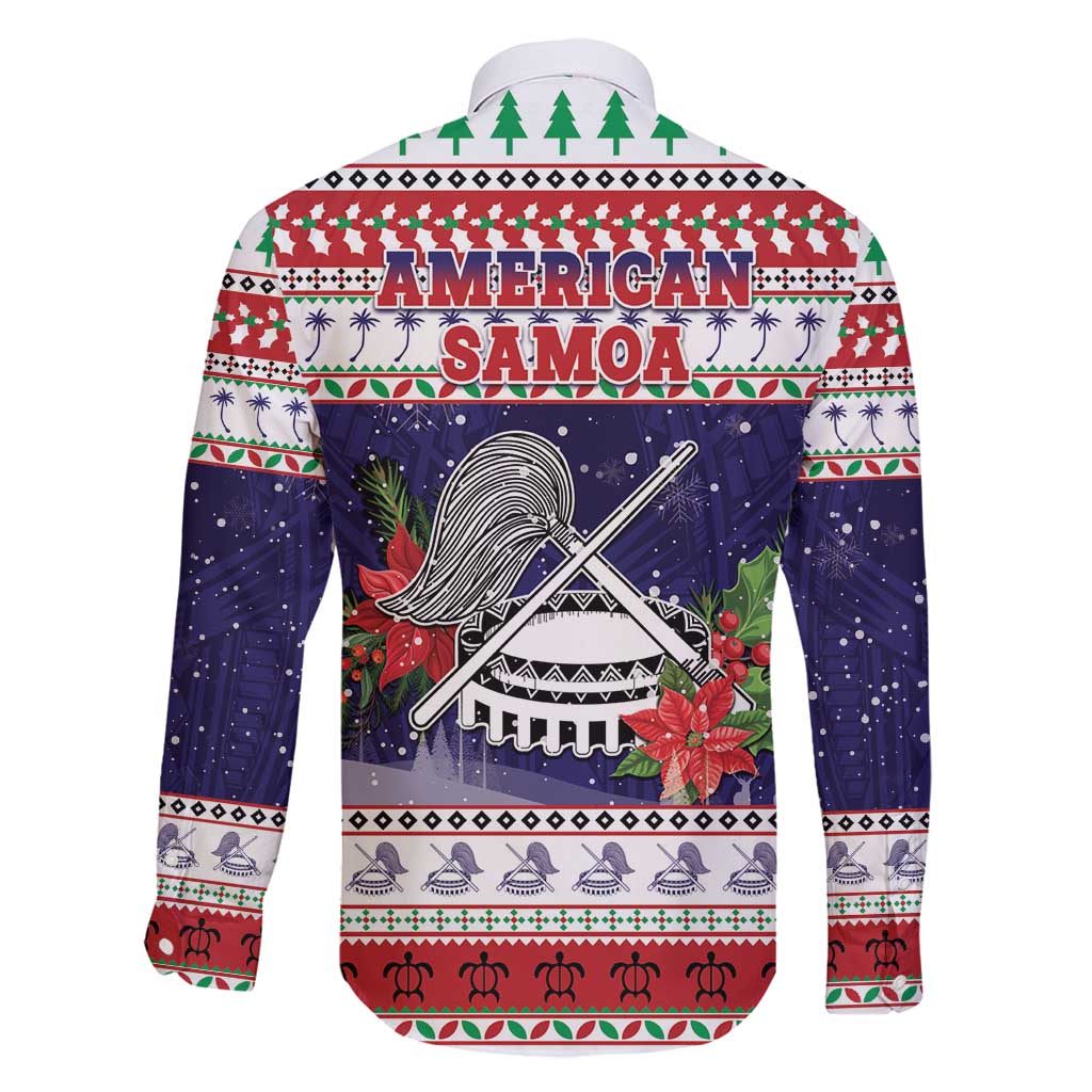 American Samoa Christmas Family Matching Off Shoulder Short Dress and Hawaiian Shirt Poinsettia La Maunia Le Kilisimasi LT05 - Polynesian Pride