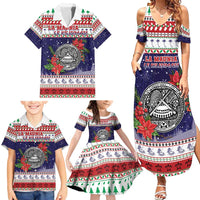 American Samoa Christmas Family Matching Summer Maxi Dress and Hawaiian Shirt Poinsettia La Maunia Le Kilisimasi LT05 - Polynesian Pride