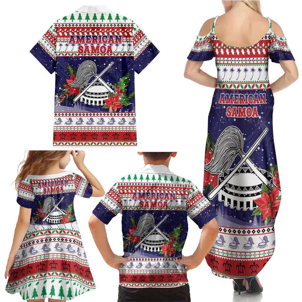 American Samoa Christmas Family Matching Summer Maxi Dress and Hawaiian Shirt Poinsettia La Maunia Le Kilisimasi LT05 - Polynesian Pride
