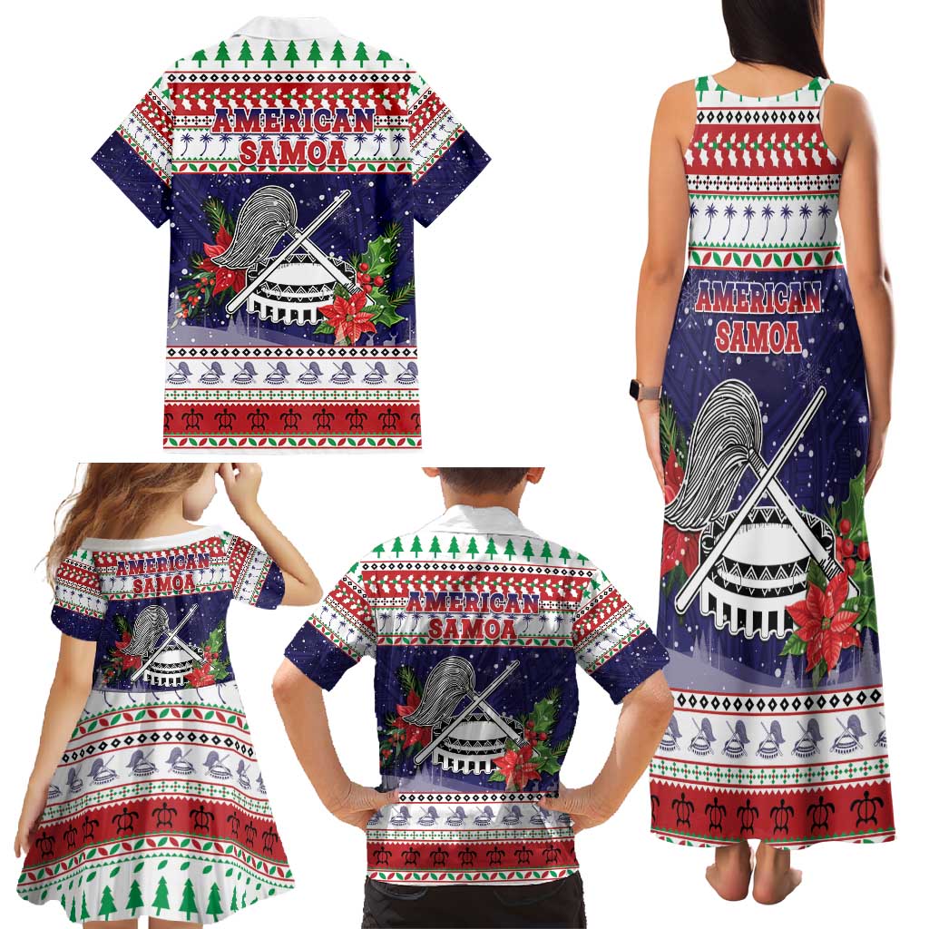 American Samoa Christmas Family Matching Tank Maxi Dress and Hawaiian Shirt Poinsettia La Maunia Le Kilisimasi LT05 - Polynesian Pride
