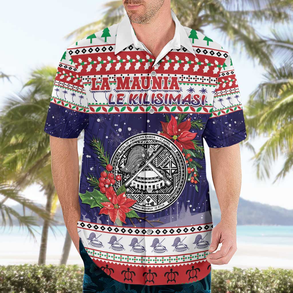 American Samoa Christmas Hawaiian Shirt Poinsettia La Maunia Le Kilisimasi LT05 - Polynesian Pride