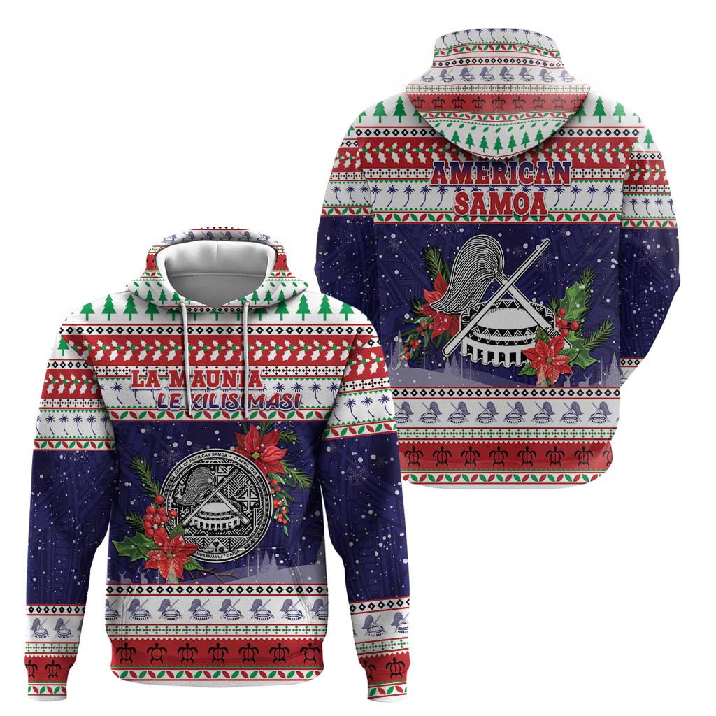 American Samoa Christmas Hoodie Poinsettia La Maunia Le Kilisimasi LT05 - Polynesian Pride