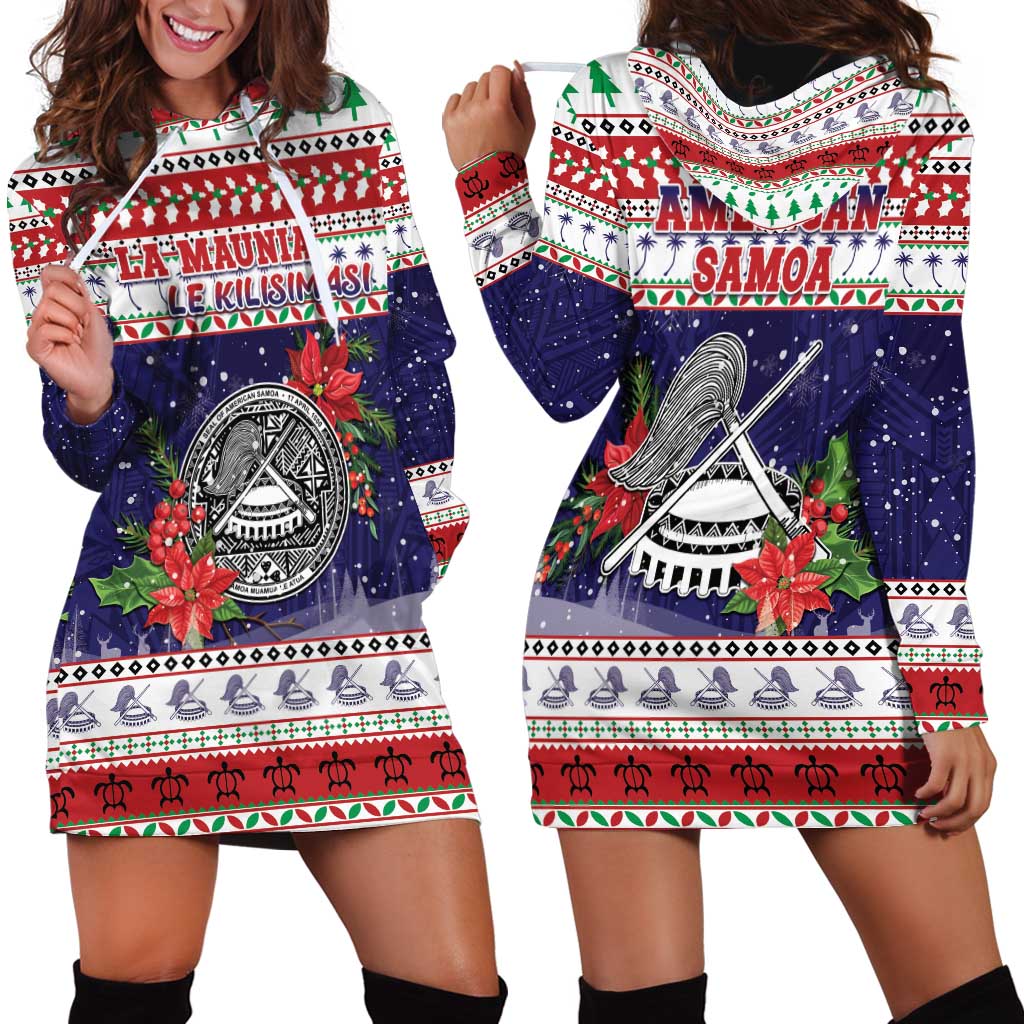 American Samoa Christmas Hoodie Dress Poinsettia La Maunia Le Kilisimasi LT05 - Polynesian Pride