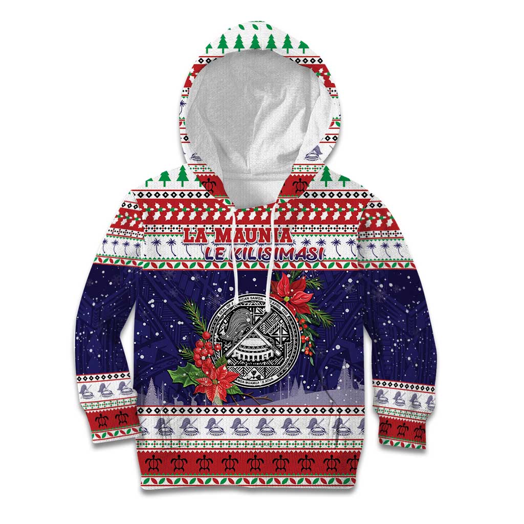 American Samoa Christmas Kid Hoodie Poinsettia La Maunia Le Kilisimasi LT05 Hoodie White - Polynesian Pride