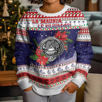 American Samoa Christmas Kid Ugly Christmas Sweater Poinsettia La Maunia Le Kilisimasi LT05 - Polynesian Pride