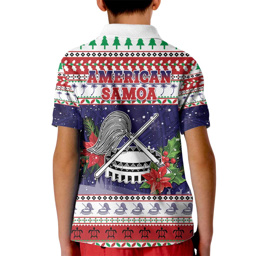 American Samoa Christmas Kid Polo Shirt Poinsettia La Maunia Le Kilisimasi LT05 - Polynesian Pride