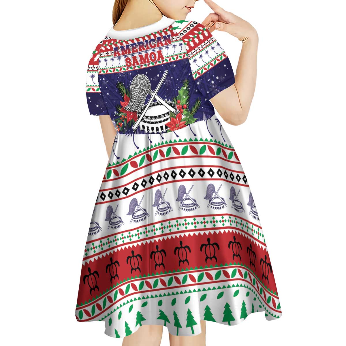 American Samoa Christmas Kid Short Sleeve Dress Poinsettia La Maunia Le Kilisimasi LT05 - Polynesian Pride
