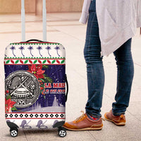 American Samoa Christmas Luggage Cover Poinsettia La Maunia Le Kilisimasi LT05 White - Polynesian Pride