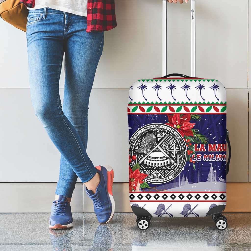 American Samoa Christmas Luggage Cover Poinsettia La Maunia Le Kilisimasi LT05 - Polynesian Pride