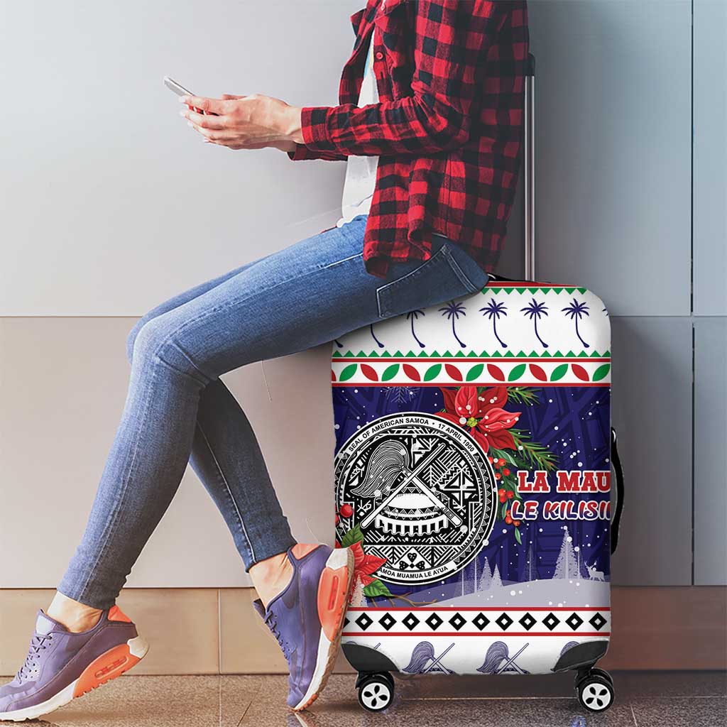 American Samoa Christmas Luggage Cover Poinsettia La Maunia Le Kilisimasi LT05 - Polynesian Pride