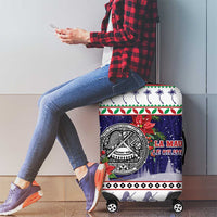 American Samoa Christmas Luggage Cover Poinsettia La Maunia Le Kilisimasi LT05 - Polynesian Pride
