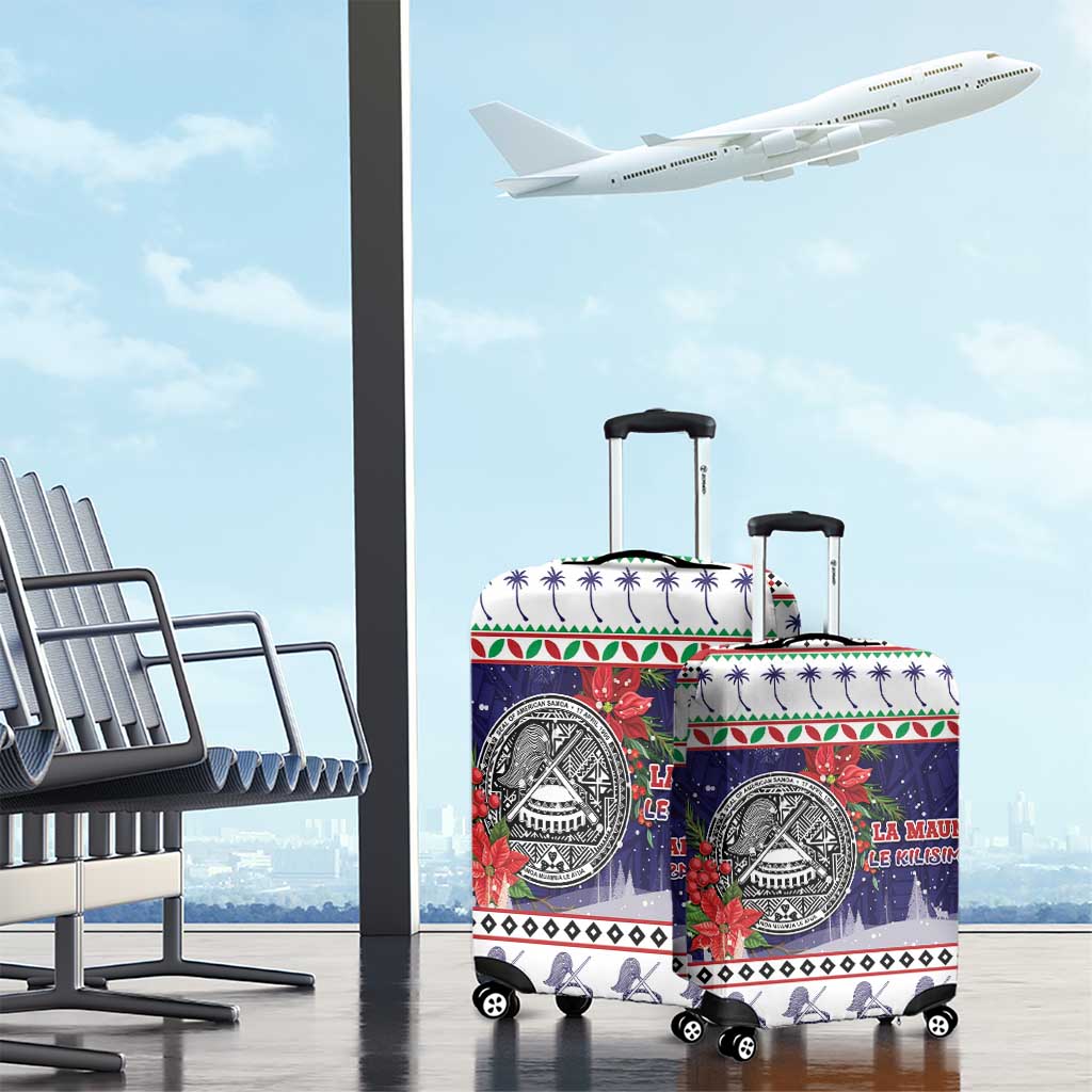 American Samoa Christmas Luggage Cover Poinsettia La Maunia Le Kilisimasi LT05 - Polynesian Pride