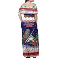 American Samoa Christmas Off Shoulder Maxi Dress Poinsettia La Maunia Le Kilisimasi LT05 - Polynesian Pride
