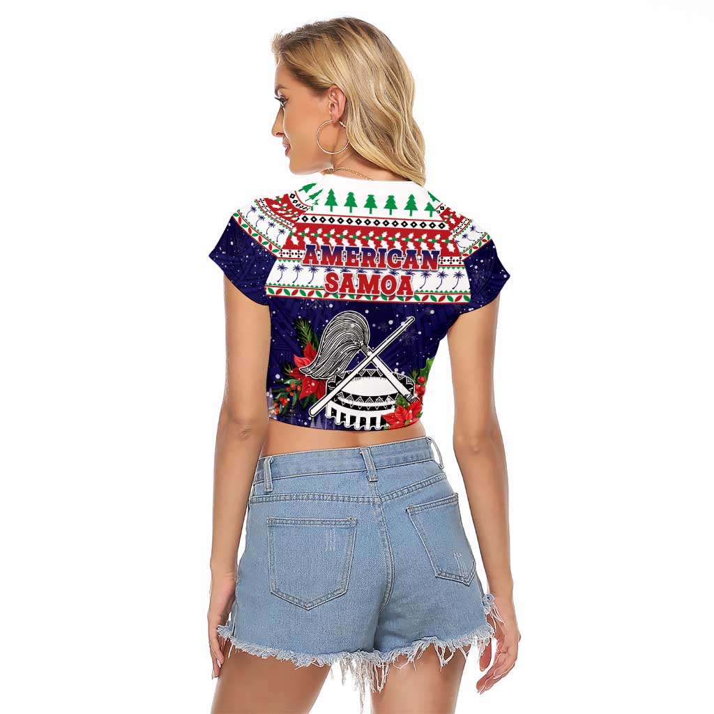 American Samoa Christmas Raglan Cropped T Shirt Poinsettia La Maunia Le Kilisimasi LT05 - Polynesian Pride