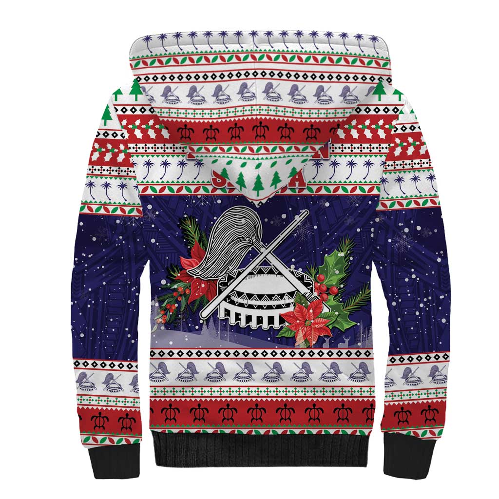 American Samoa Christmas Sherpa Hoodie Poinsettia La Maunia Le Kilisimasi LT05 - Polynesian Pride