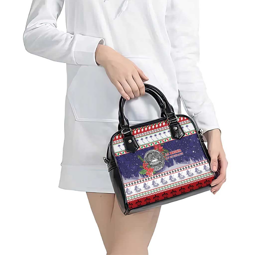 American Samoa Christmas Shoulder Handbag Poinsettia La Maunia Le Kilisimasi