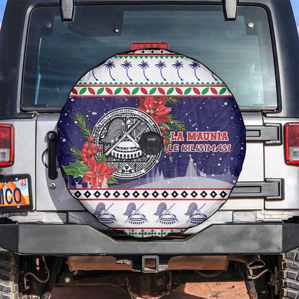 American Samoa Christmas Spare Tire Cover Poinsettia La Maunia Le Kilisimasi LT05 White - Polynesian Pride