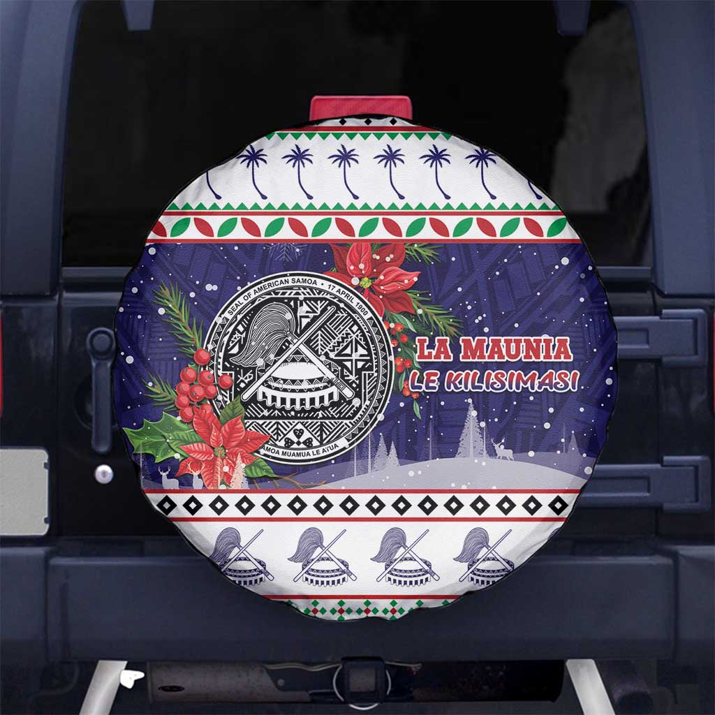American Samoa Christmas Spare Tire Cover Poinsettia La Maunia Le Kilisimasi LT05 - Polynesian Pride