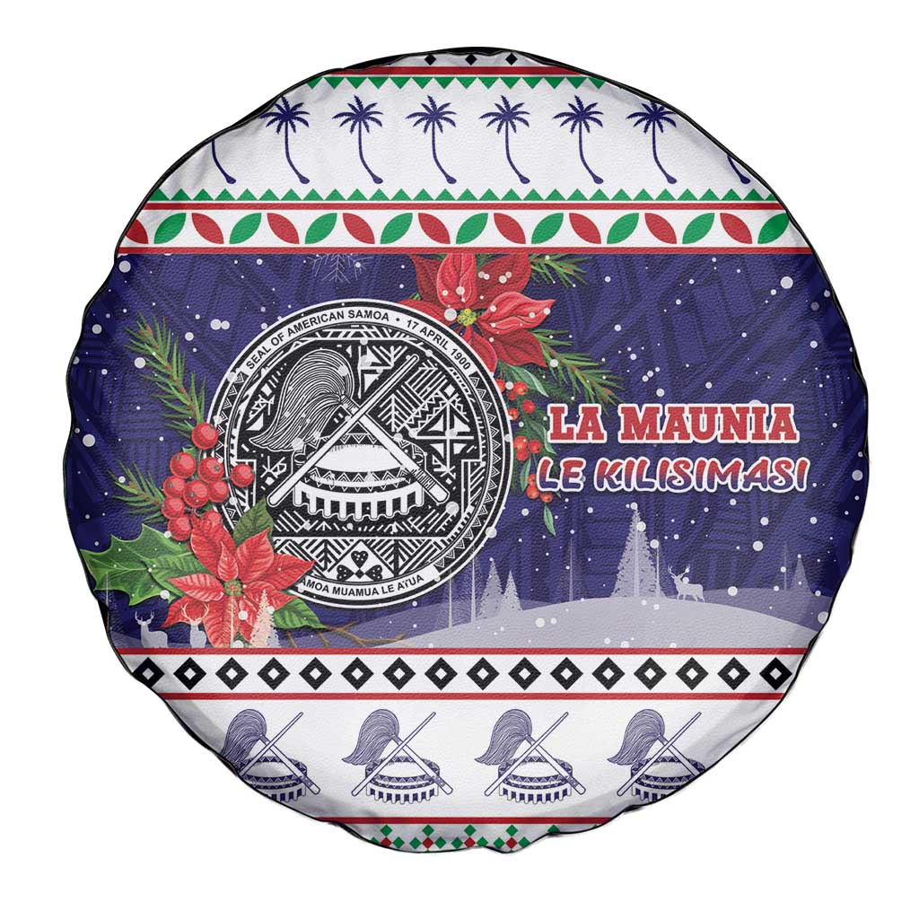 American Samoa Christmas Spare Tire Cover Poinsettia La Maunia Le Kilisimasi LT05 - Polynesian Pride