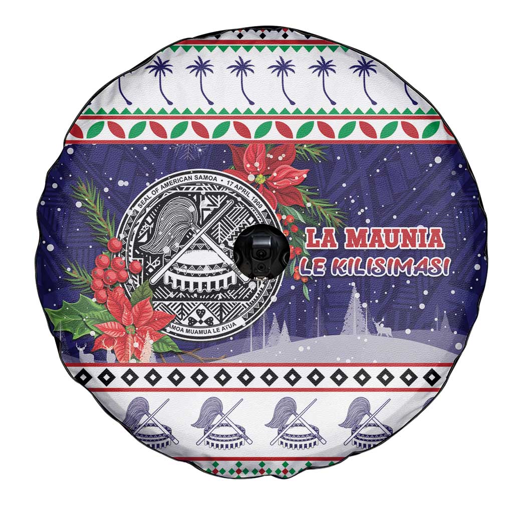 American Samoa Christmas Spare Tire Cover Poinsettia La Maunia Le Kilisimasi LT05 - Polynesian Pride