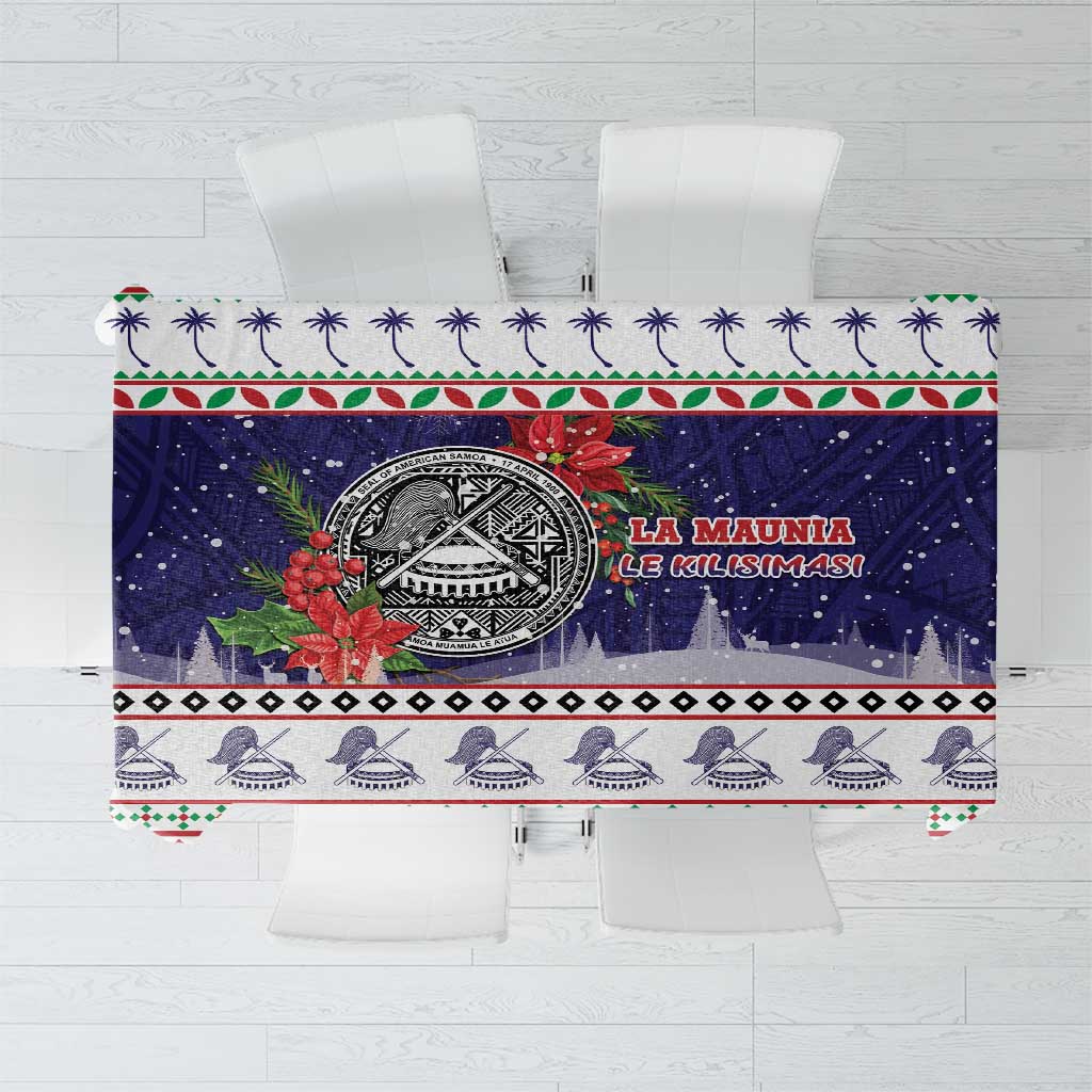 American Samoa Christmas Tablecloth Poinsettia La Maunia Le Kilisimasi LT05 White - Polynesian Pride