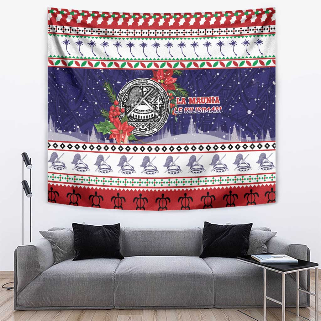 American Samoa Christmas Tapestry Poinsettia La Maunia Le Kilisimasi LT05 White - Polynesian Pride