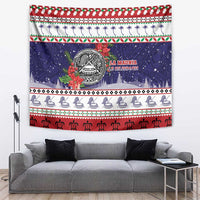 American Samoa Christmas Tapestry Poinsettia La Maunia Le Kilisimasi LT05 White - Polynesian Pride