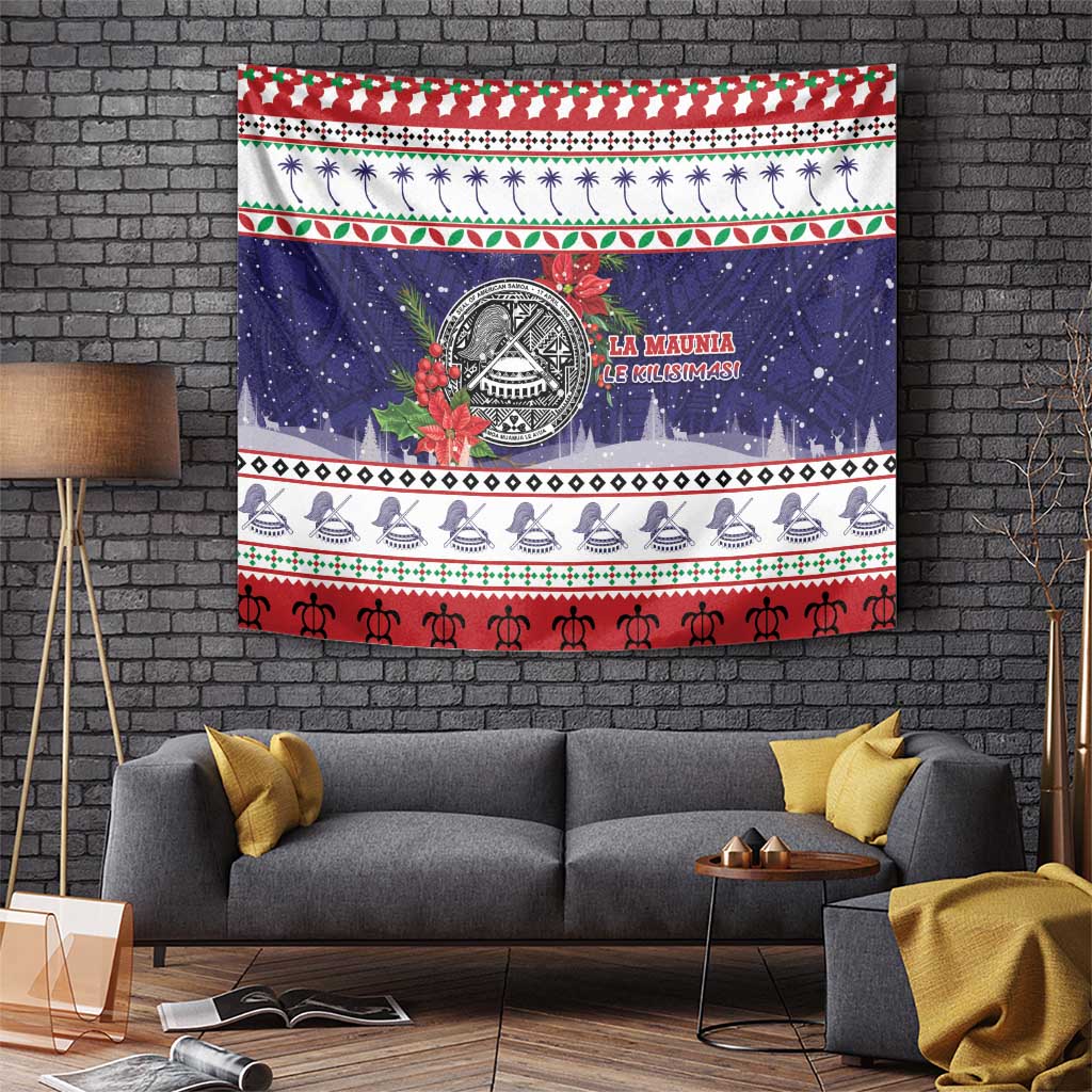 American Samoa Christmas Tapestry Poinsettia La Maunia Le Kilisimasi LT05 - Polynesian Pride