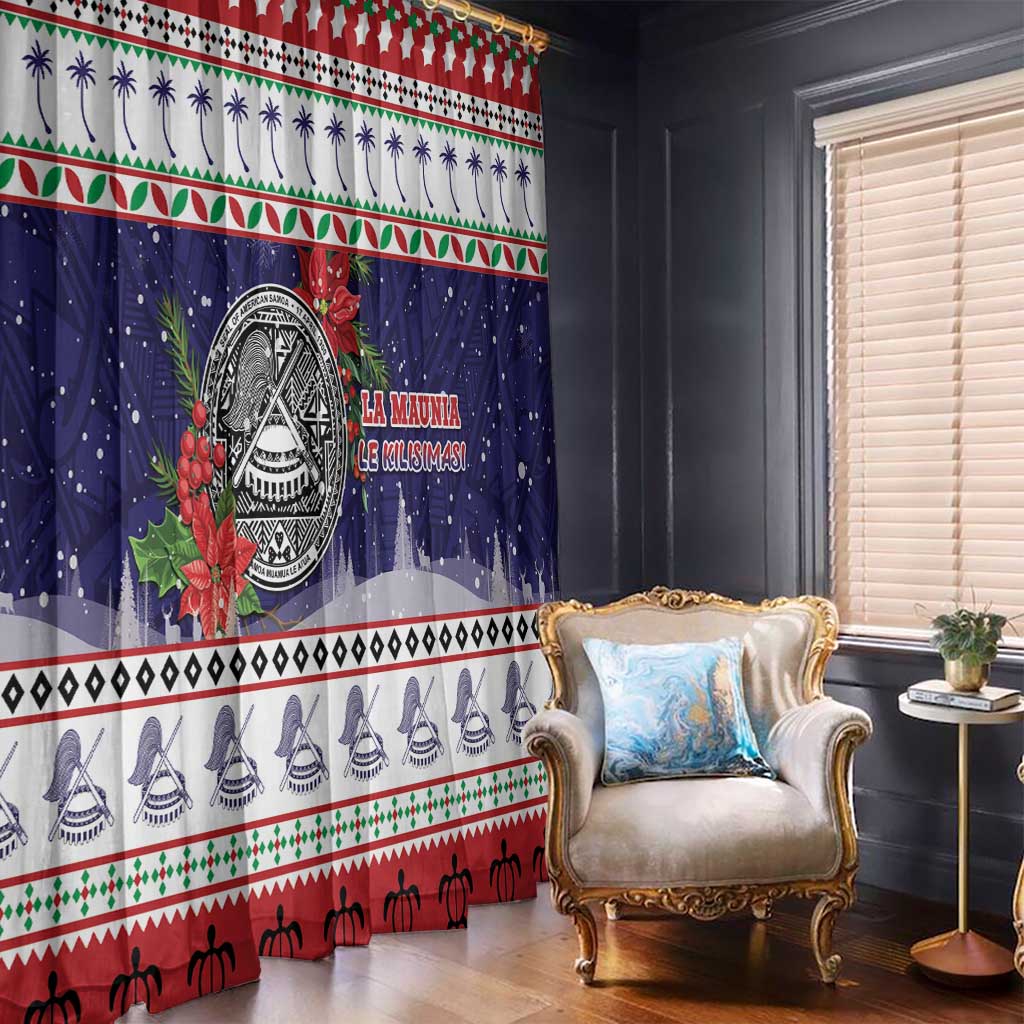 American Samoa Christmas Window Curtain Poinsettia La Maunia Le Kilisimasi LT05 - Polynesian Pride