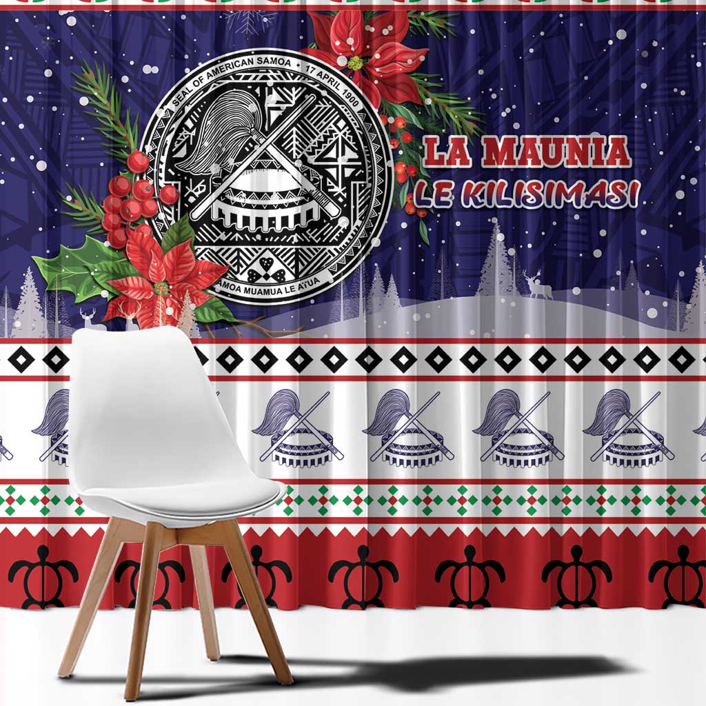 American Samoa Christmas Window Curtain Poinsettia La Maunia Le Kilisimasi LT05 - Polynesian Pride