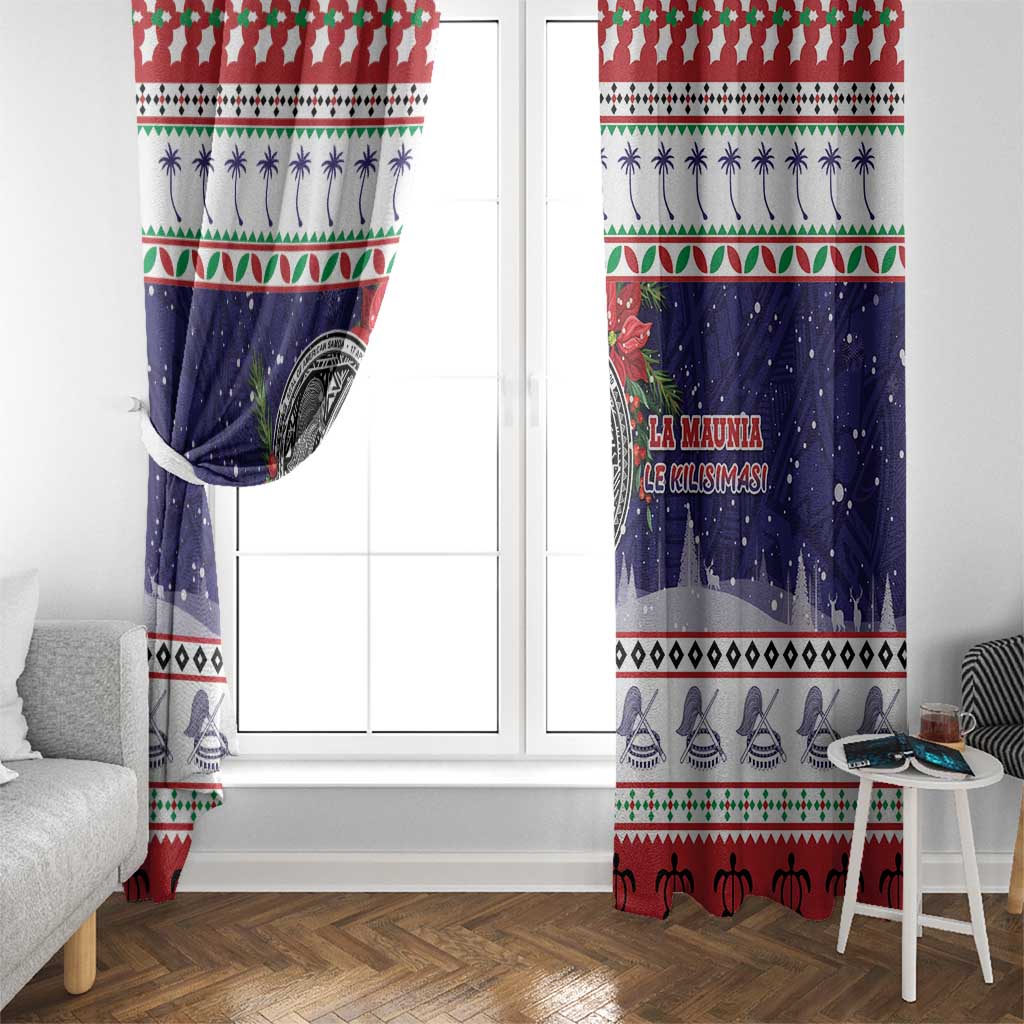 American Samoa Christmas Window Curtain Poinsettia La Maunia Le Kilisimasi LT05 - Polynesian Pride