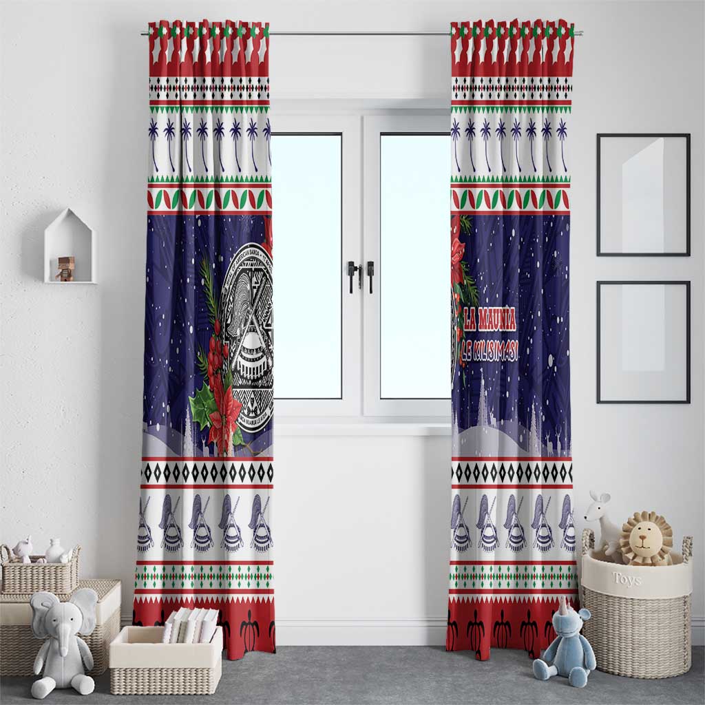 American Samoa Christmas Window Curtain Poinsettia La Maunia Le Kilisimasi LT05 - Polynesian Pride