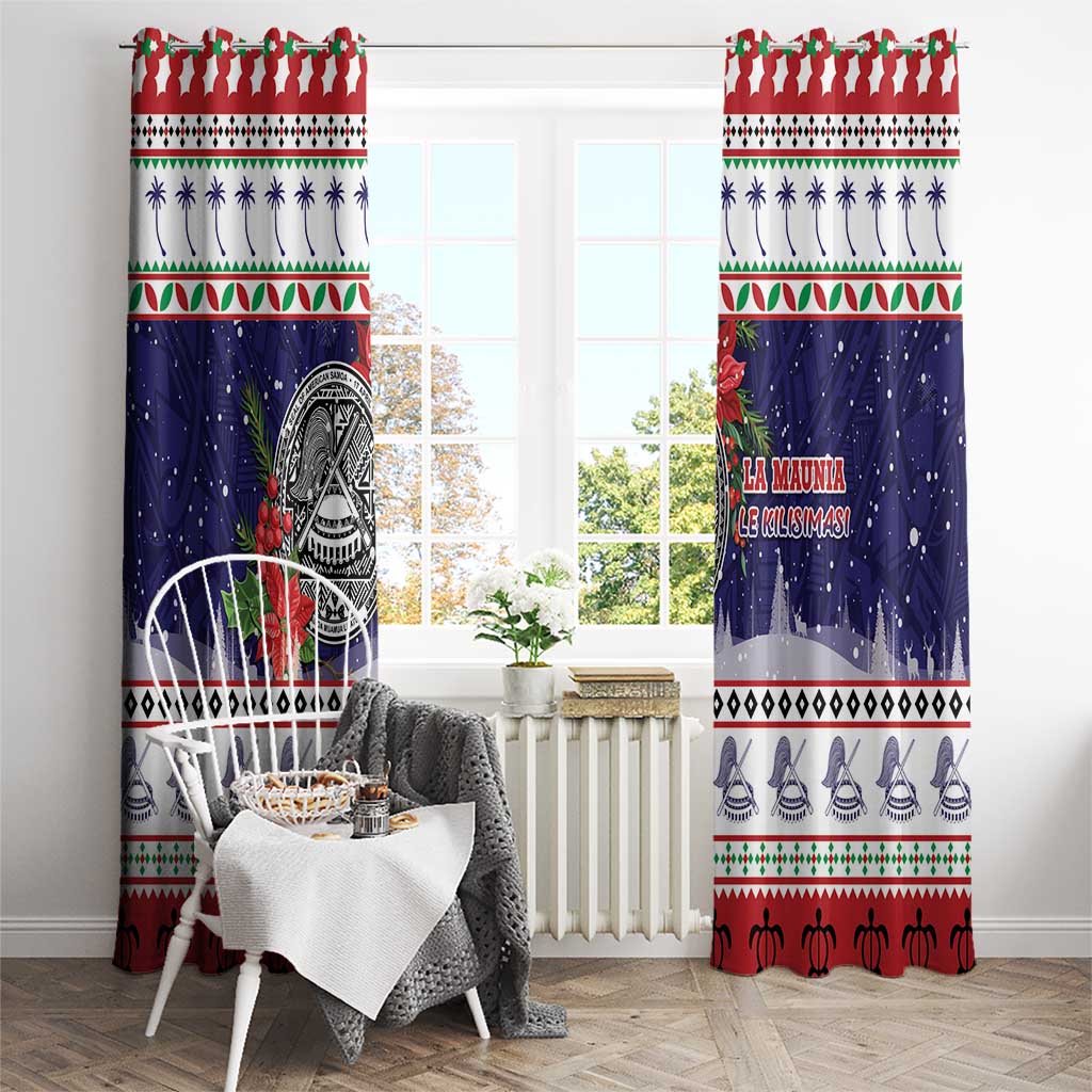 American Samoa Christmas Window Curtain Poinsettia La Maunia Le Kilisimasi LT05 - Polynesian Pride