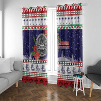 American Samoa Christmas Window Curtain Poinsettia La Maunia Le Kilisimasi LT05 With Grommets White - Polynesian Pride