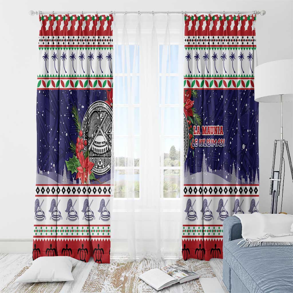American Samoa Christmas Window Curtain Poinsettia La Maunia Le Kilisimasi LT05 - Polynesian Pride